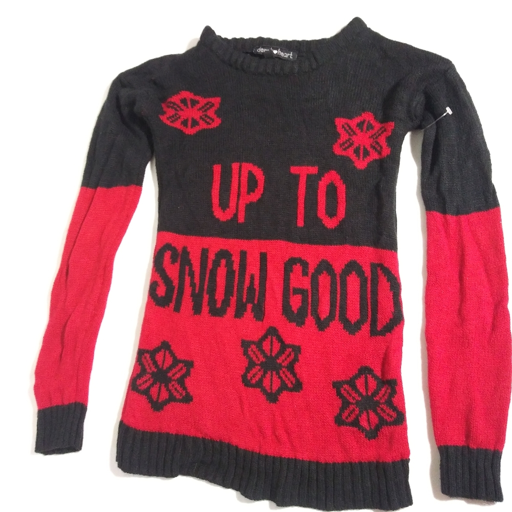 Derek Heart Sweater Upto Snow Good funny Christmas